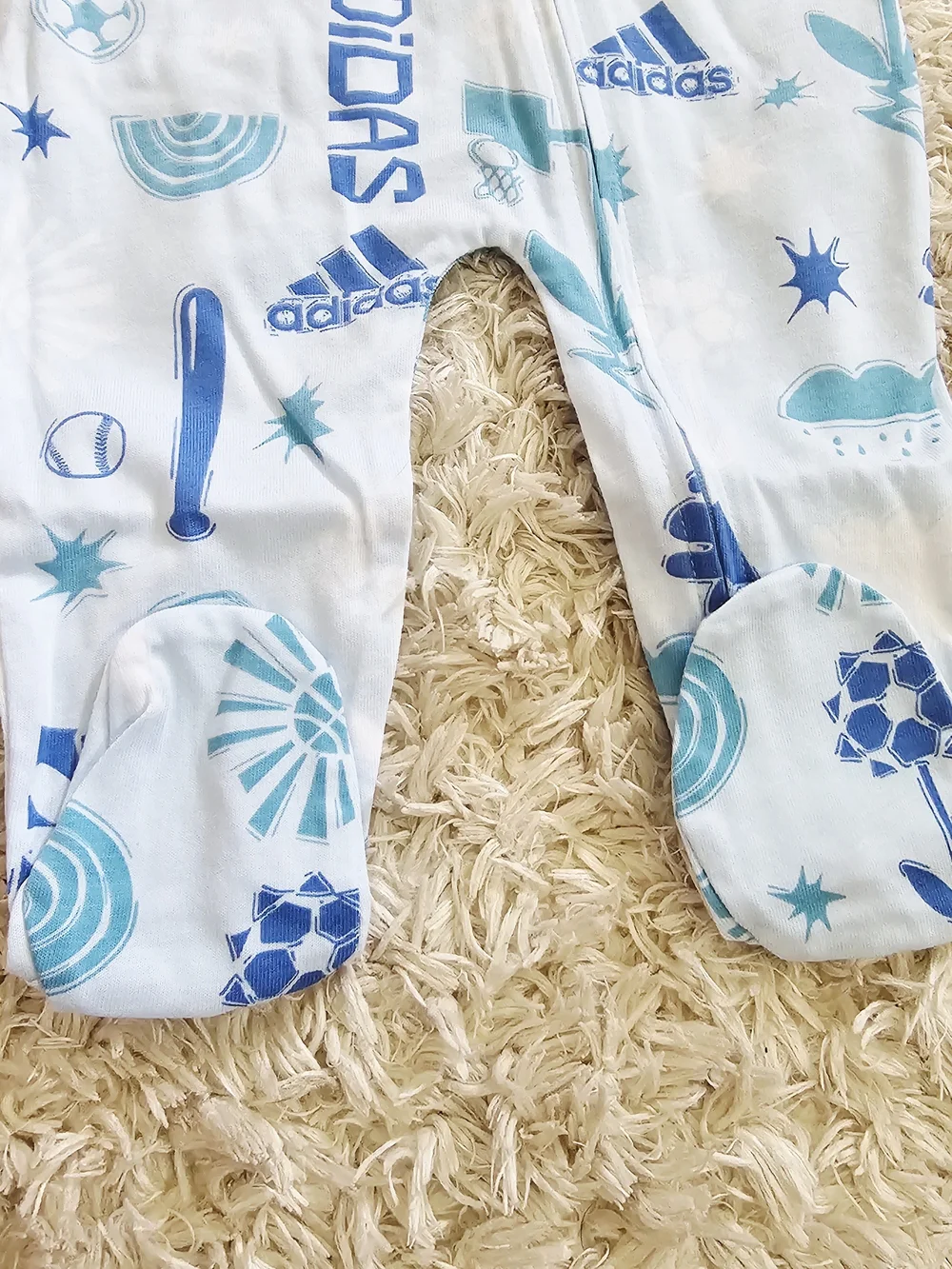Adidas Baby One-Piece Footed Romper 100% Cotton